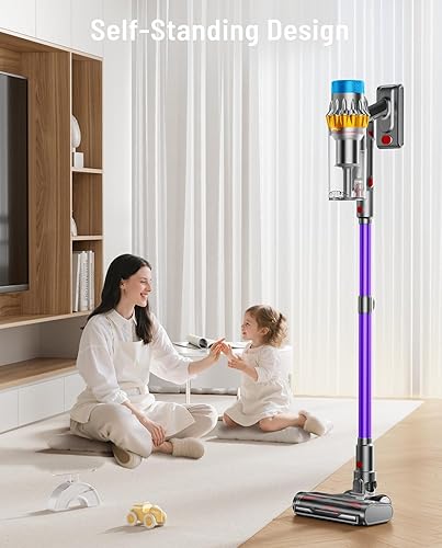 Miniatura 4 de Aspiradora inalámbrica, 600 W, 50 KPA, 70 minutos, potentes aspiradoras para el hogar, aspiradora de pie independiente, recargable, antienredos,