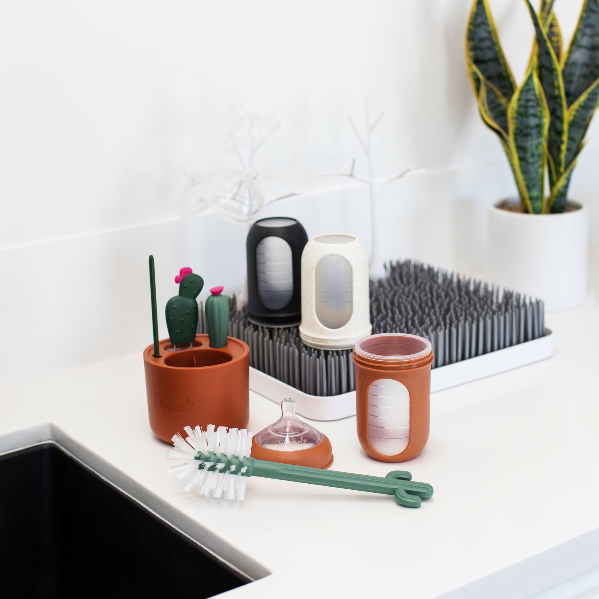 RIIMUHIR Boon Cacti Bottle Cleaning Brush Set, Terracotta
