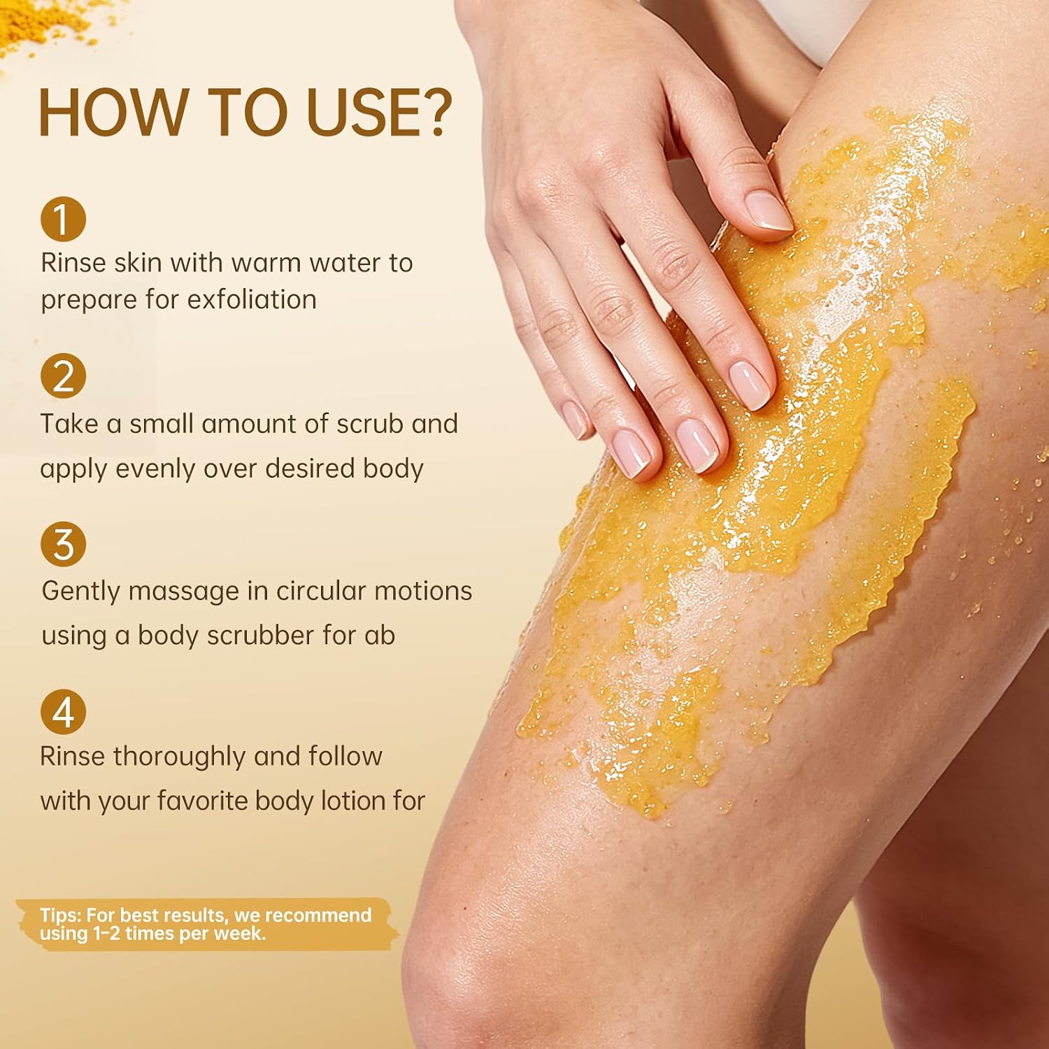 BOLI Turmeric Body Scrub with Kojic Acid, Remove Dead Skin, 10.58 oz | Exfoliating Remove Dead Skin, Improve Dark Spots, Gently Exfoliate Bikini Area, Deeping Cleansing, For Women and Men