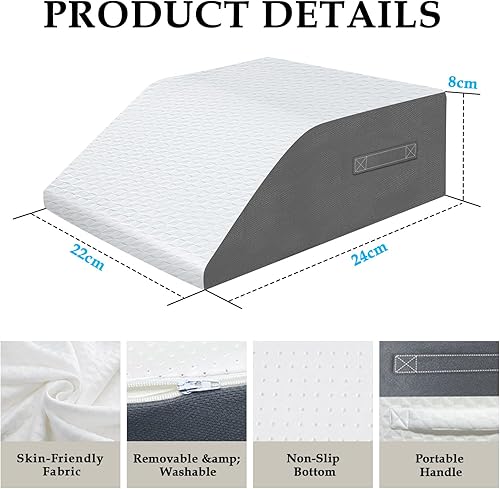 Miniatura 5 de Almohadas de elevación de piernas de 8 pulgadas con espuma viscoelástica, soporte para piernas de cama, almohada de cuña elevada para dormir,