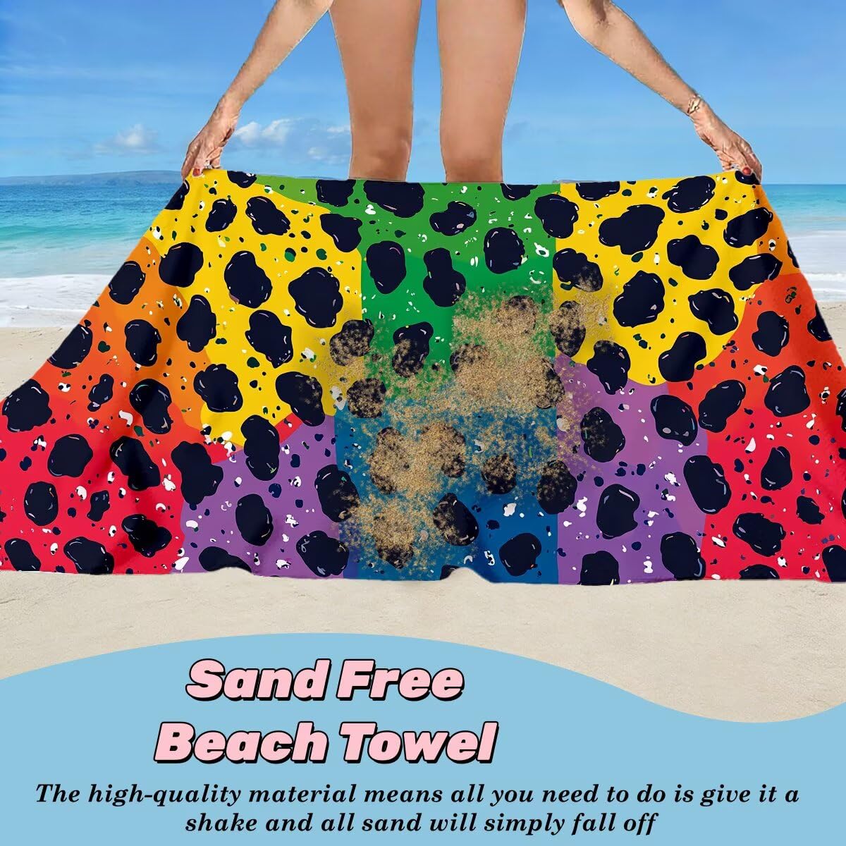 Toalla Playa 80x160 cm, Toalla Gimnasio Microfibra Secado Rapido, Juego de 2 Antiarena Toallas de Playa, Ligera Compacta Toallas Microfibra Grande, Regalo Mujer Hombre (Estampado de leopardo) -5115