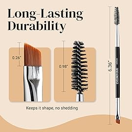 KESHIMA Angled Eyeliner Brush Duo - Extra Fine Precision Eye Liner Brush & Spoolie - Dual-Ended Tool for Liner Application, Eyebrow Grooming, Shaping & Blending Powders, Gels & Liquids