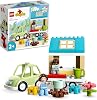 LEGO DUPLO Town Wheeled Family House 10986 – Gift Idea for Kids Ages 2 and Over, Wheeled Toy House, Car, Campfire, Cup and Creative Toy Making Set with 2 Figures 31 Pieces
