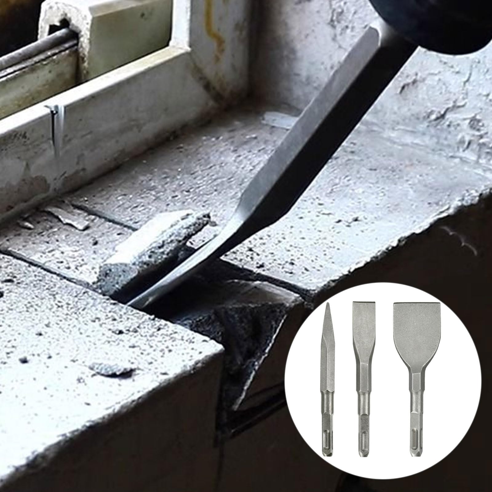 Scalpello Spatola, Piatto Scalpello, Scalpello a Punta, Scalpelli per Alcestruzzo, 3PCS Scalpello per Trapano a Percussione, per Pavimenti, Muratura, Calcestruzzo, Pietra
