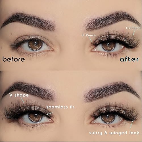 Miniatura 2 de Pestañas de visón Wispy Natural Pestañas postizas de ojo de gato, 10 pares de tiras de pestañas esponjosas de aspecto natural, pestañas cortas con