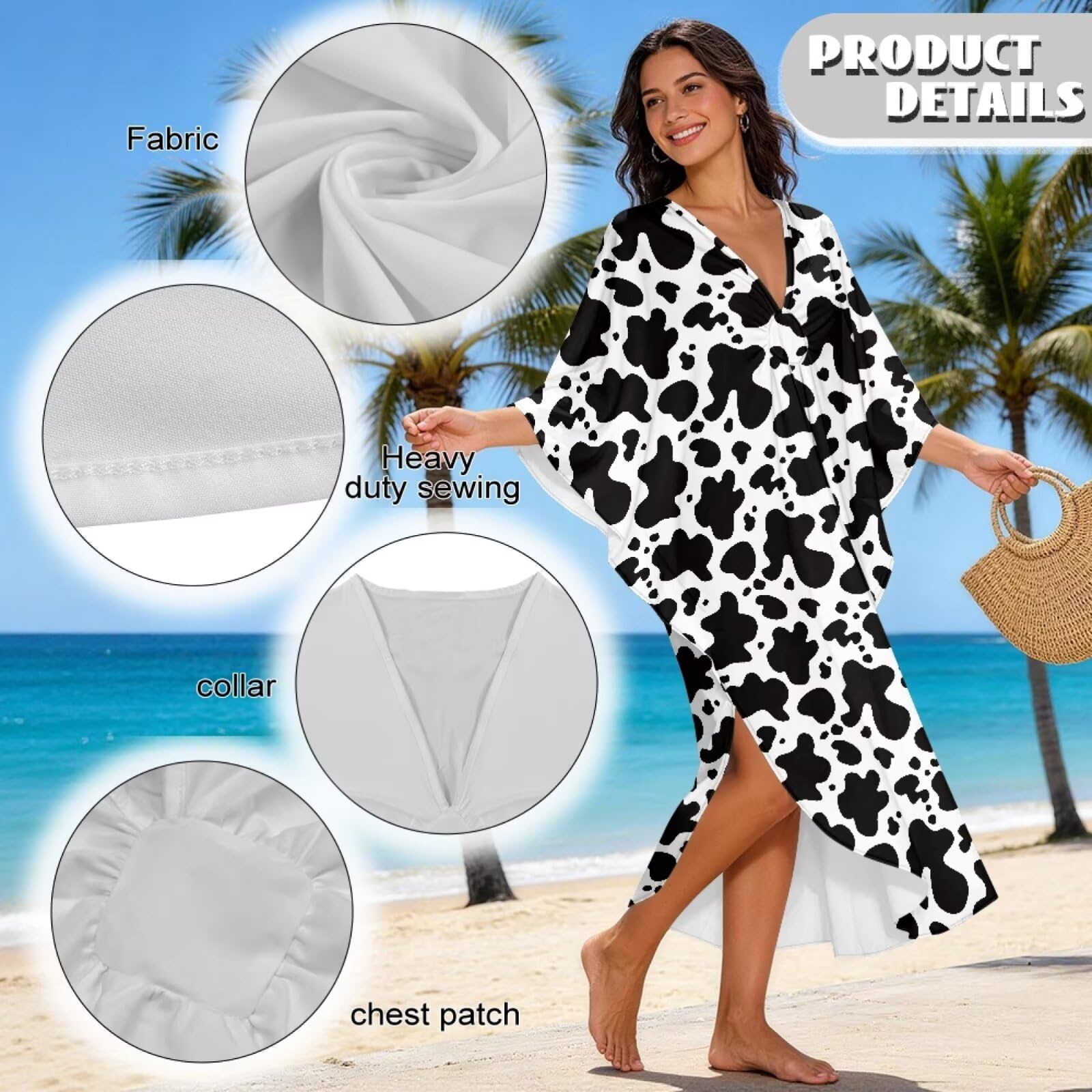 Poceacles Vestido caftán para mujer, talla grande, para cubrir el traje de baño, manga murciélago, verano, largo, caftán, playa, vestido maxi