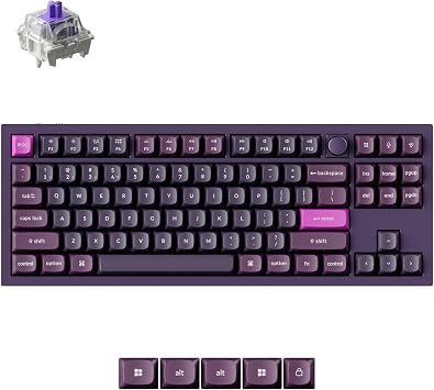 Keychron Q3 HE Wireless Custom Gaming Keyboard, 80% TKL Rapid Trigger, 2.4 GHz/Bluetooth/Wired, QMK Aluminum RGB Gateron Double-Rail Magnetic Switch PBT Keycaps for Mac Windows Linux, Purple