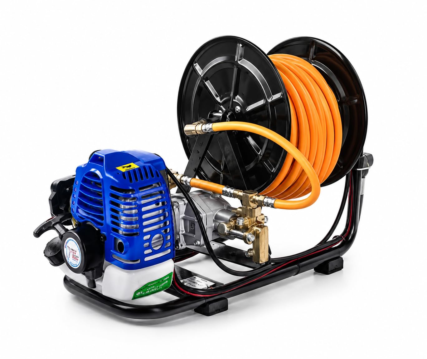 Powertec Pulverizador a Gasolina P980, Motor 2 Tiempos 26 cc, Bomba de Pistón, Presión 2-25 Bar, Caudal 6-8 L/min, Manguera 20 Metros