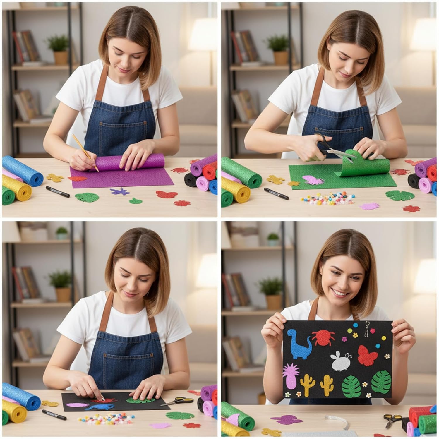 Fainne 8 Pcs Craft Foam Sheet Roll, 39''x13'' Colorful EVA Foam Sheet for Valentine's Day Craft Classroom Bulletin Board Cutout Hanging Decor Wedding Favors DIY Projects(2 mm Thick,Glitter Colors)