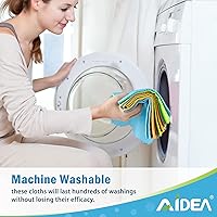 Vista 6 de AIDEA Paños de limpieza de vidrio de microfibra, 8 unidades, 16 x 16 pulgadas, limpiador de microfibra de vidrio y ventanas, sin pelusas, limpia