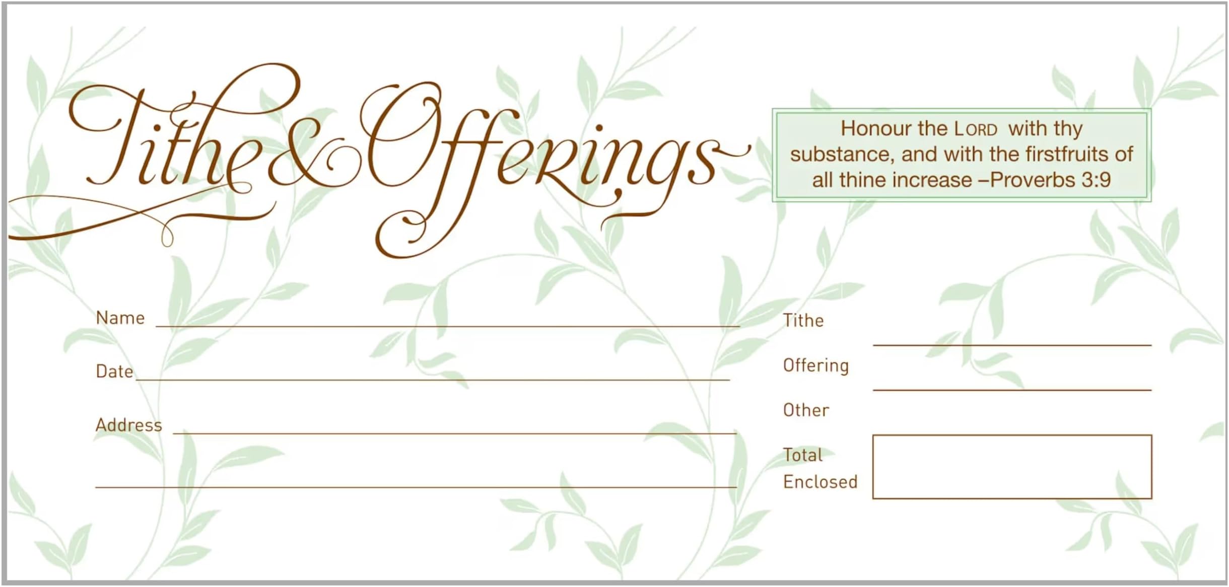 Tithes & Offerings, Bill Size, 53 Count