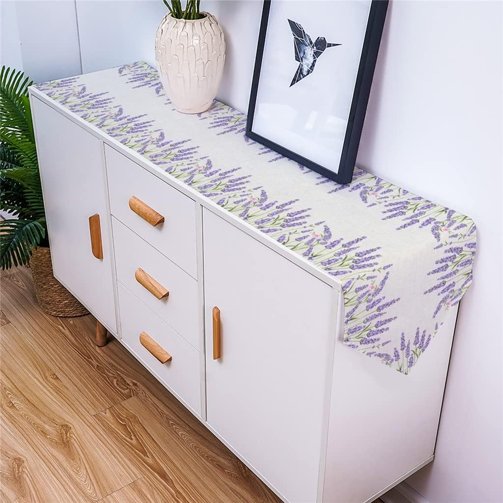 Lavender Cotton Hemp Sole Table Runners Holiday Wedding Decor Dinning Table Cover Christmas Decorations Table Cloth(33x229cm)