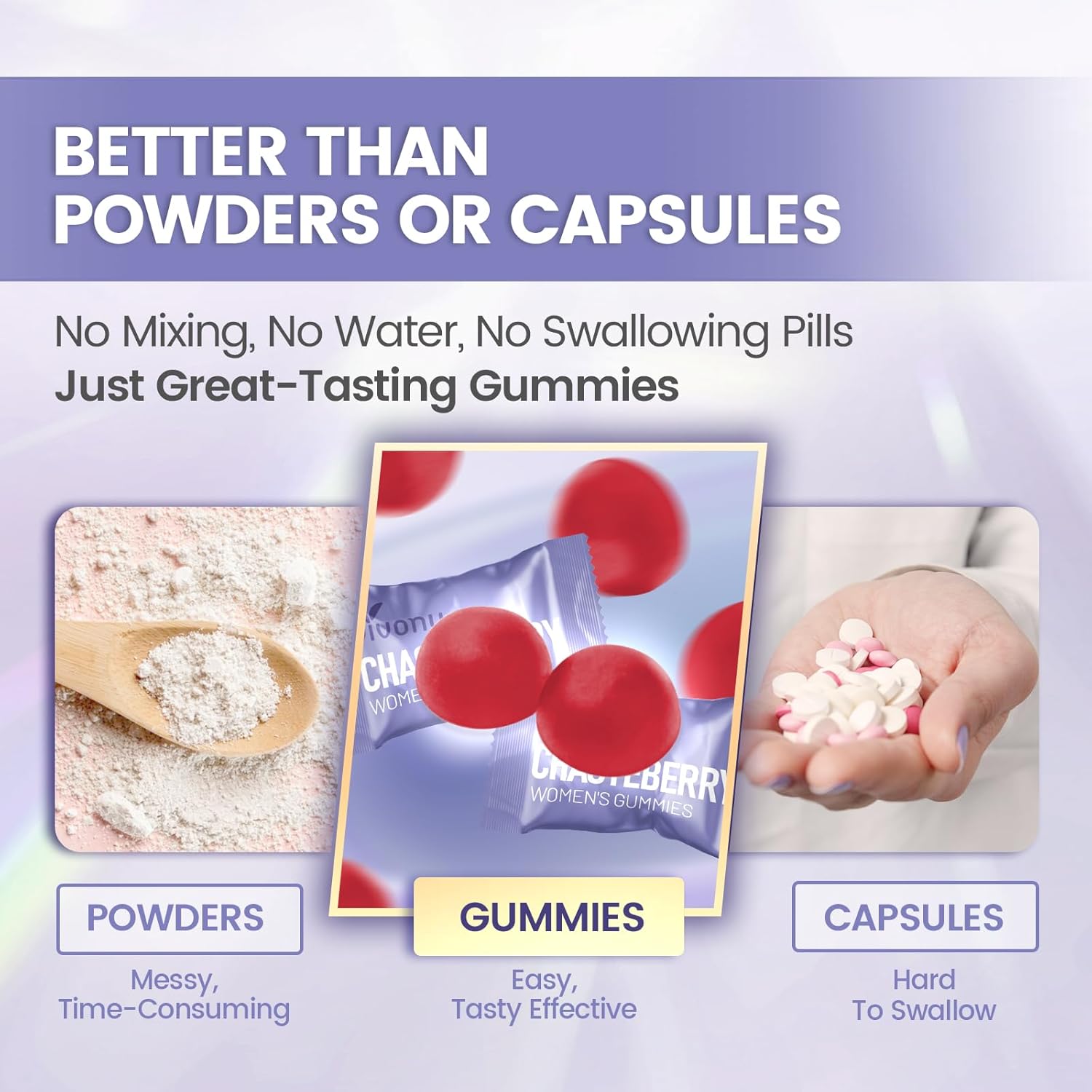 Chasteberry Supplement for Women Gummies, 1000mg Chasteberry Extract, Contains Grape Seeds, Coenzyme Q10 Vitamin B12 and Other Trace Elements Hormone Balance Menstrual Cramp Relief (60 Gummies/1Bag)