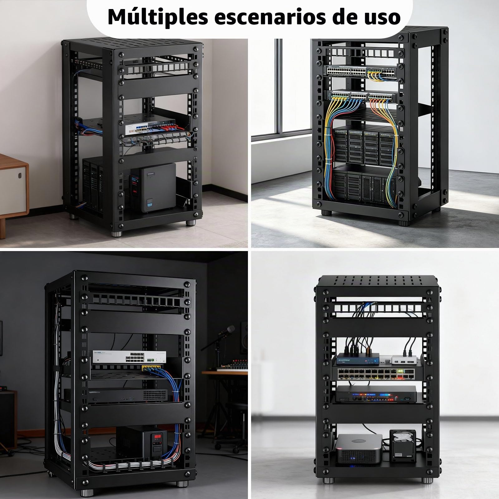 Armario para Servidores de 8U, Mini Rack para Servidores de 10 Pulgadas para Redes, Servidores, Equipos Audiovisuales y Proyectos de Bricolaje, 7,87 Pulgadas de Profundidad, Negro