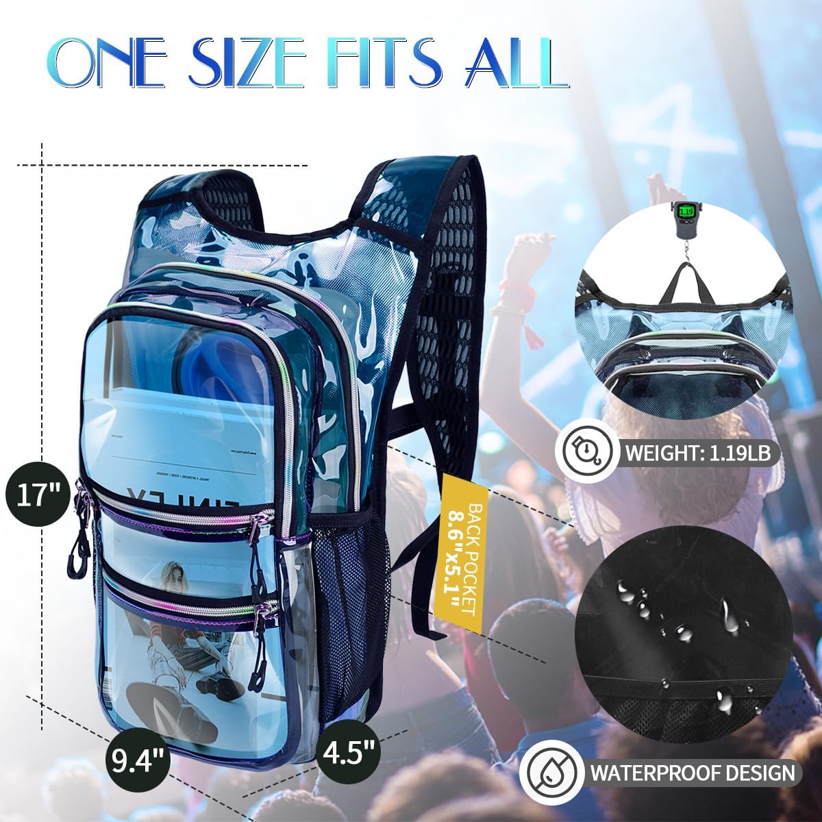Hydration Pack, Water Backpack with 3L Hydration Bladder Lightweight Insulation, Festival Essential, Rave Hydration Backpack, Hydropack Backpack for Rave, Hiking, Biking, Festival Gear