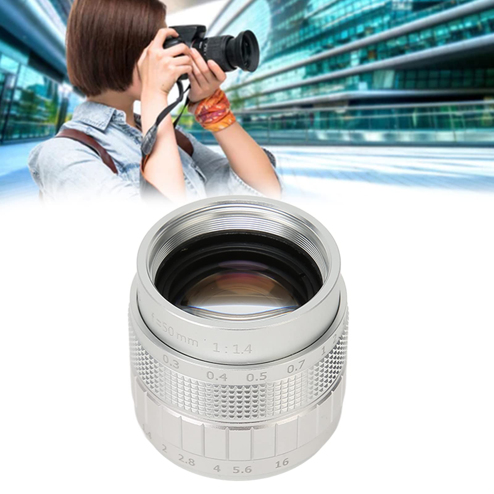 50 mm F1.4 Duża apertura manualna obiektyw Focus, ręczna regulacja HD 2/3 -calowa obiektyw FA Focus Camalens do krajobrazu, martwej żywotności, podróży i fotografii makro.