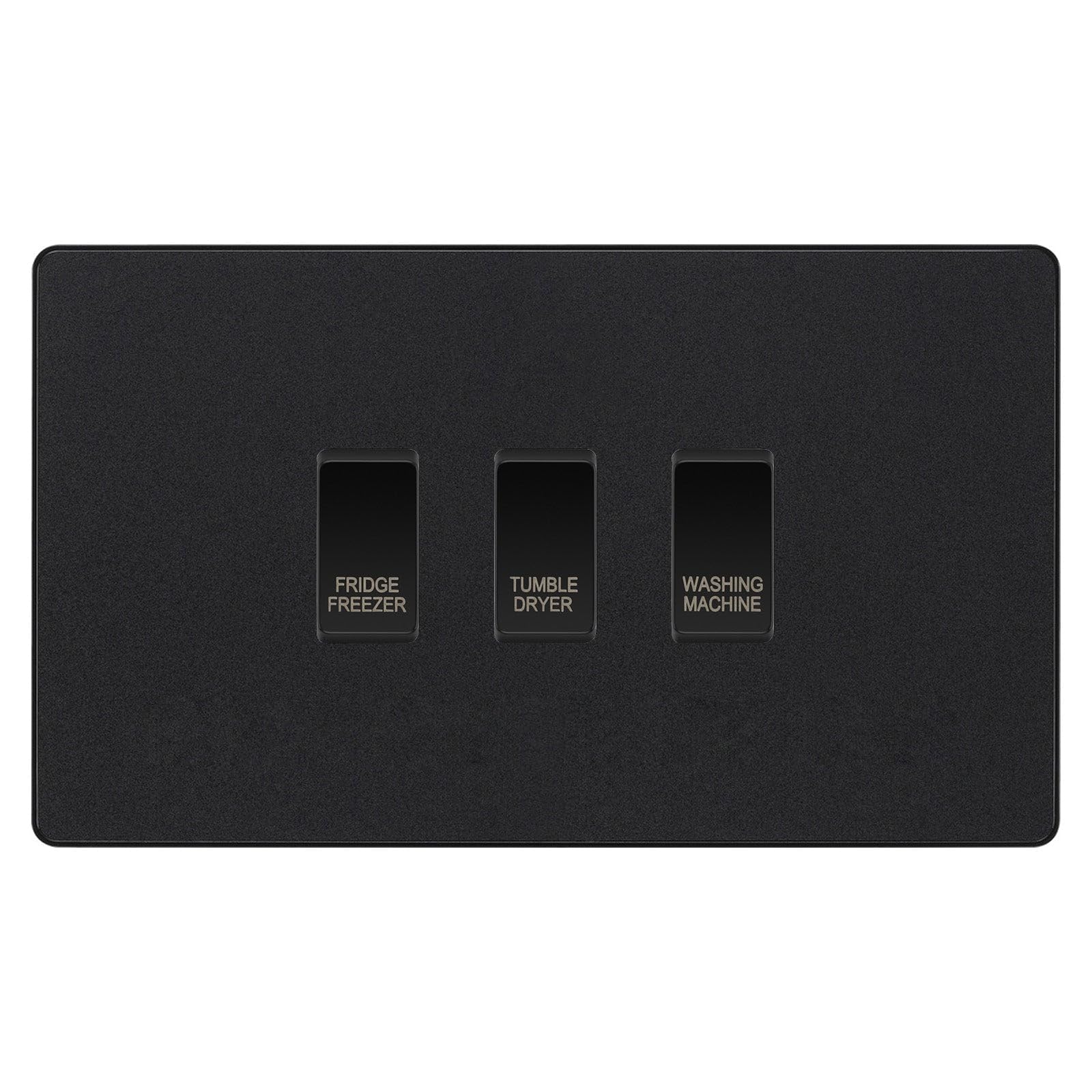 BG Evolve Matt Black Custom Appliance Grid Switch 3 Gang Screwless