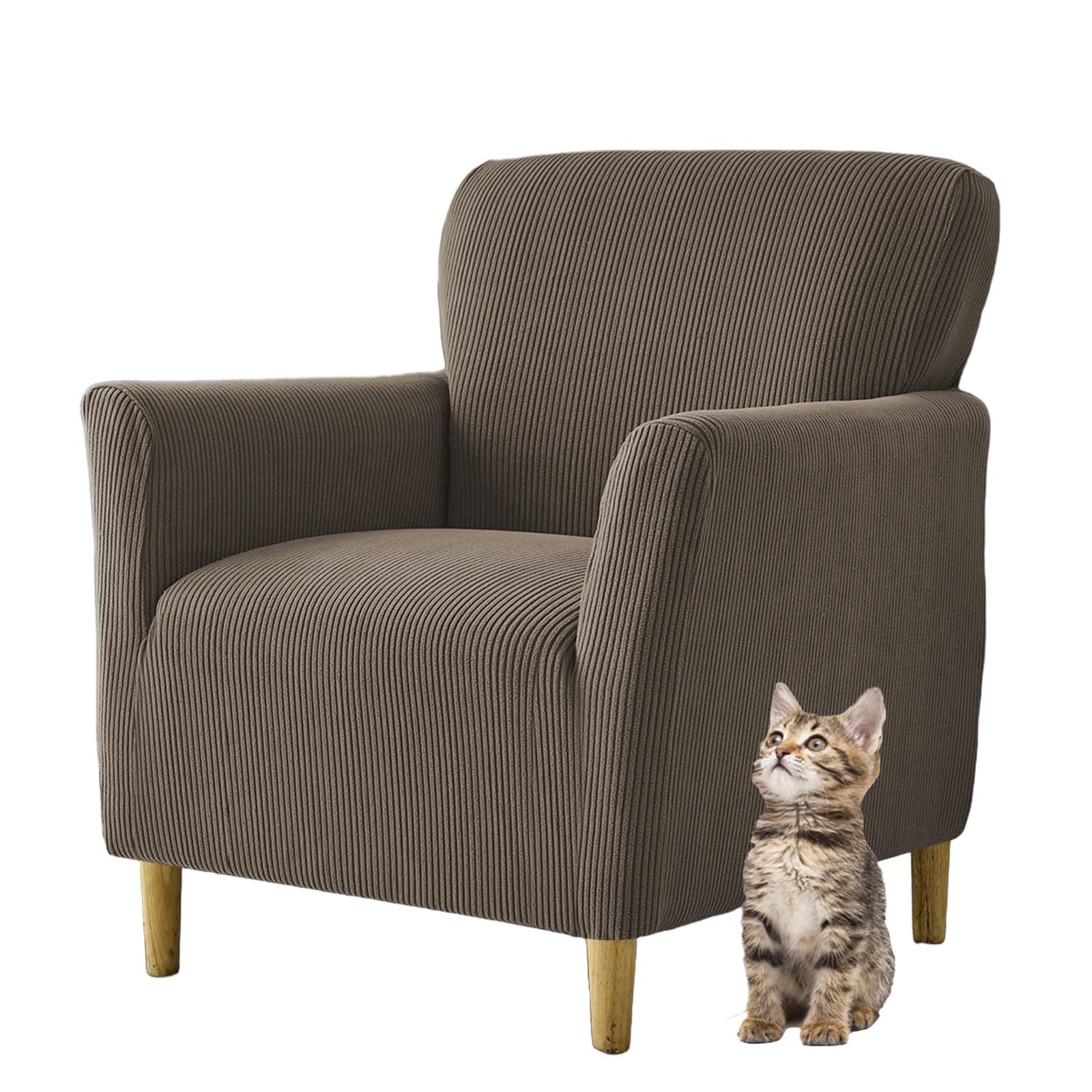 Funda sillón oliva antideslizante contra pelos de mascotas con reposabrazos