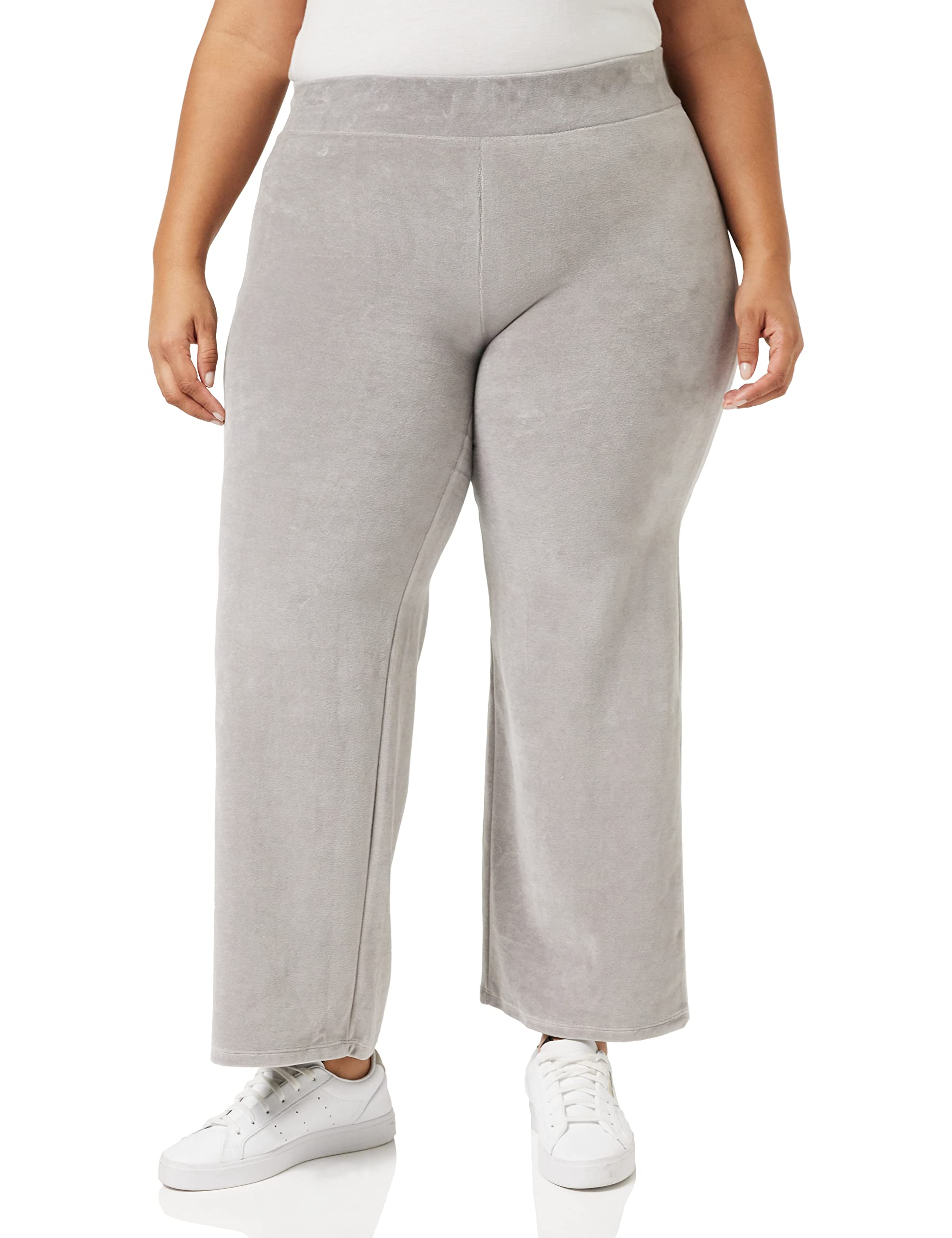 NA-KD Women's Velour Pants, Grey, 18 UK
