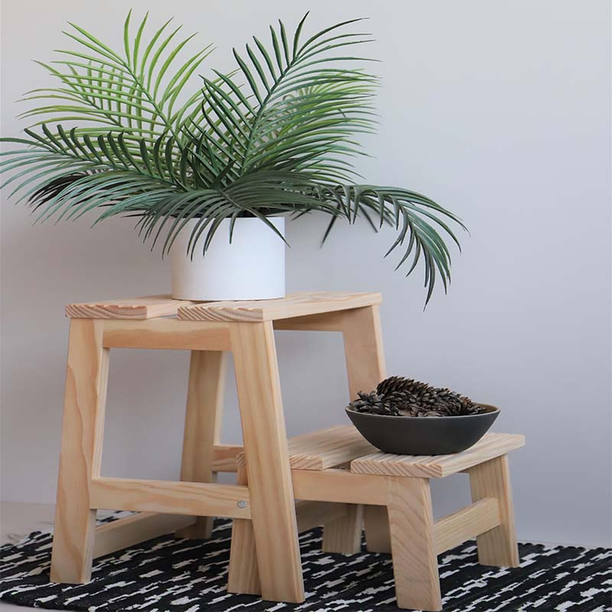 WELL HOME MOBILIARIO & DECORACIÓN Tritthocker mit 2 Stufen, aus Holz, weiß, 32 x 23 x 40 cm