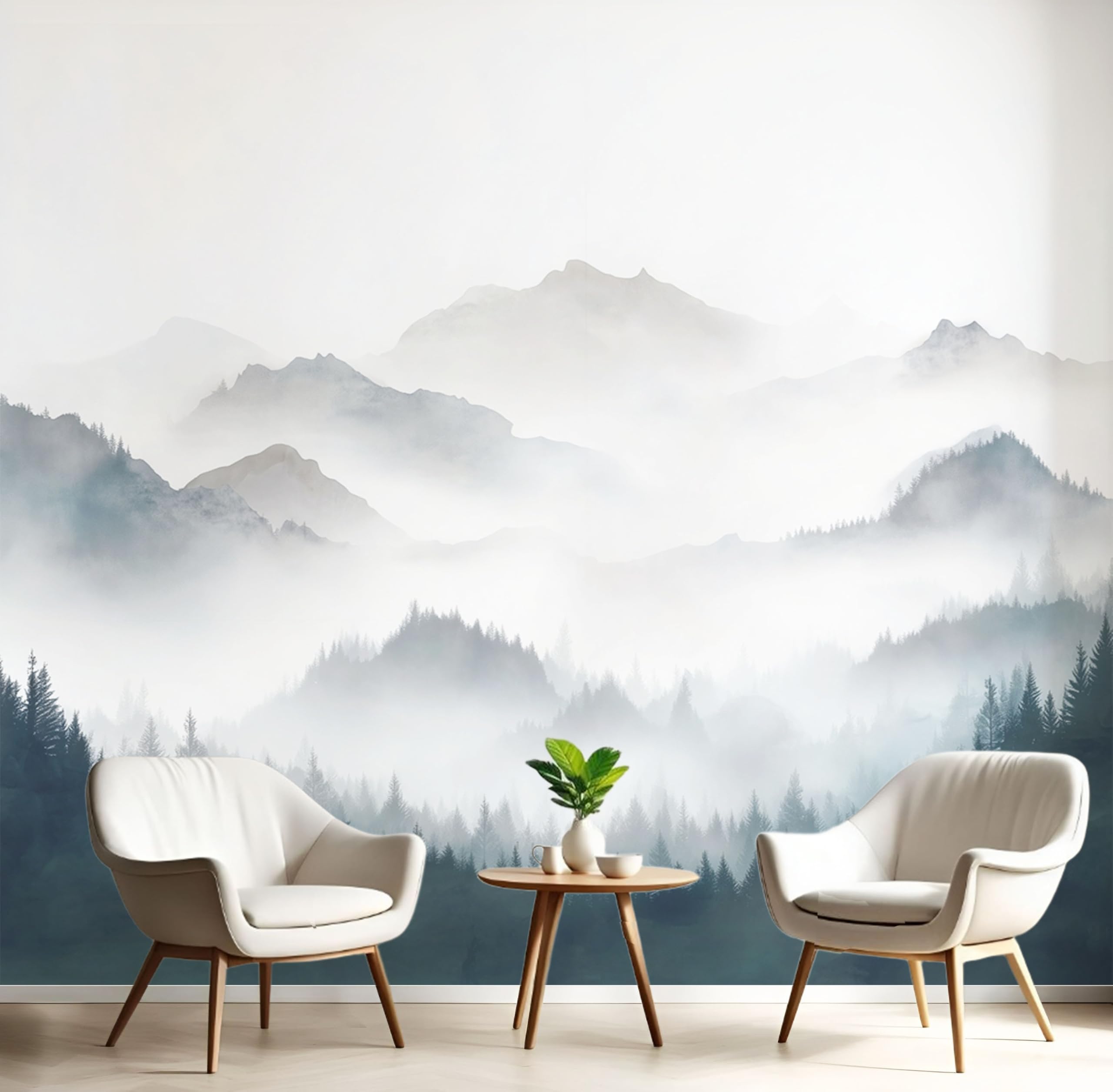 Murales póster gris carbón de paisajes naturales para crear un salón relajante con efecto 3D