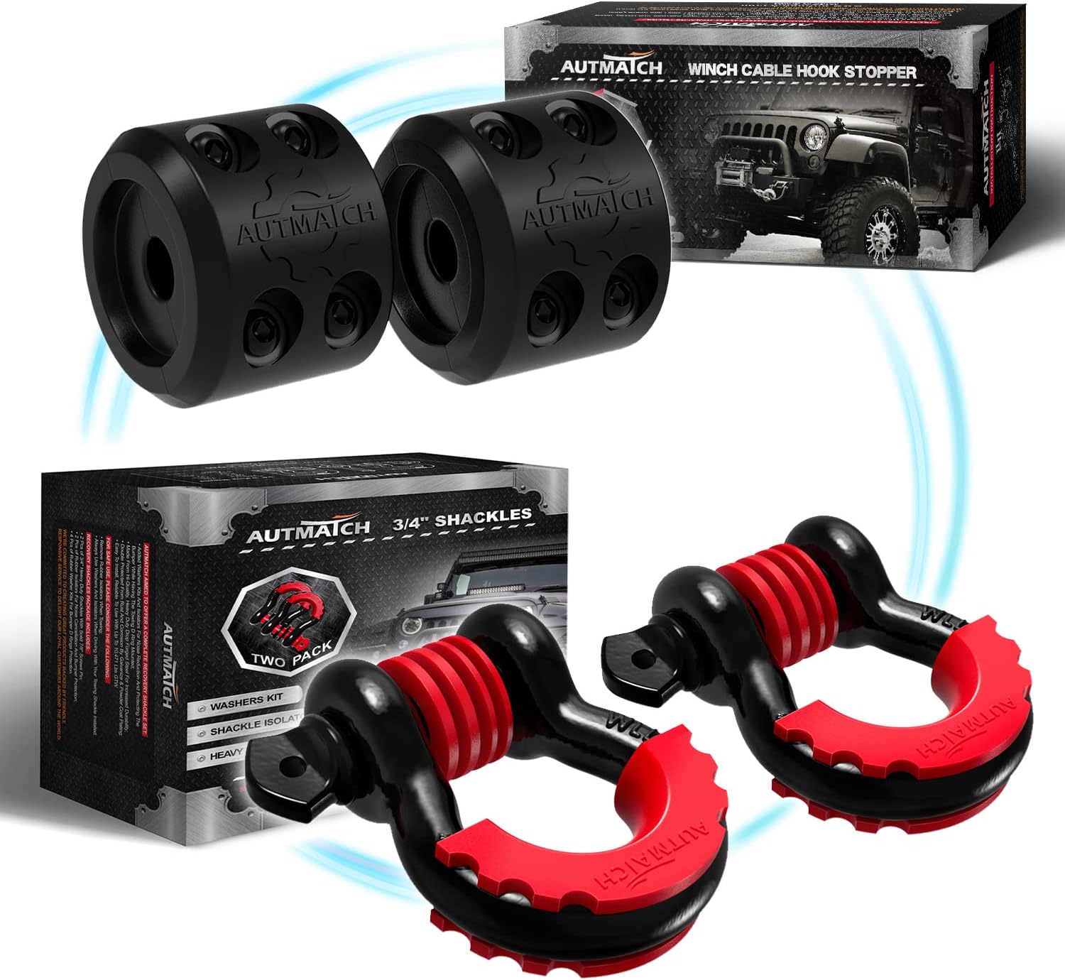 AUTMATCH 3/4" D Ring Shackle with Shackle Isolator