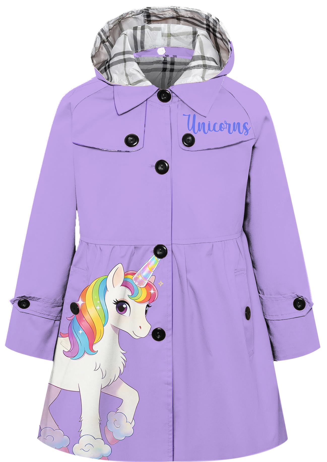 Betusline Girl's Single Breasted Trench Coat Hooded Dress Coat Outerwear, 2-14 Years