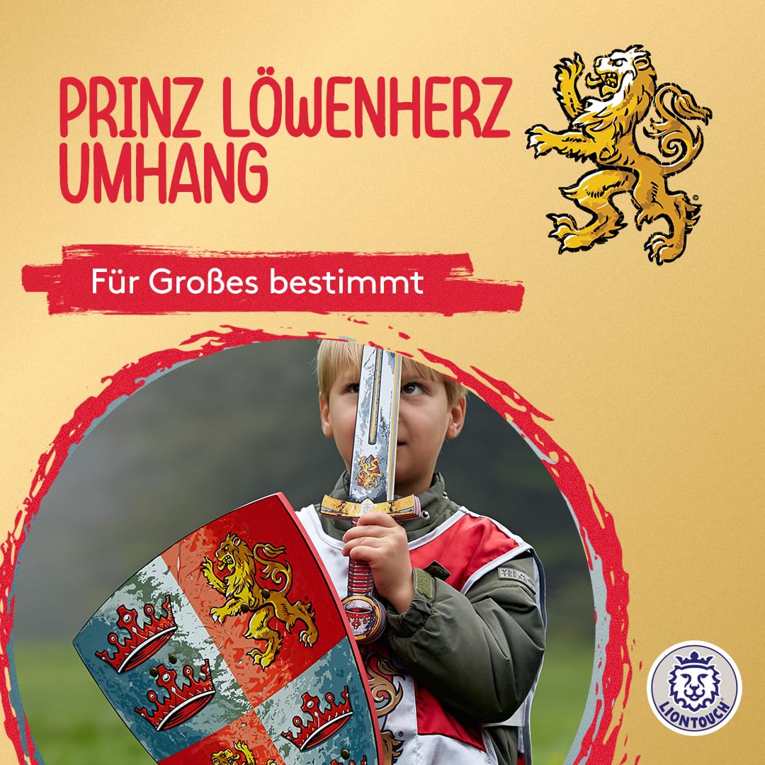 Liontouch - Prinz Löwenherz Umhang | Für Kinder von 3-8 Jahren – Einheitsgröße | Umhang für Jungen für Ritterabenteuer im Königreich | Perfektes Zubehör für Rollenspiele & Verkleidung