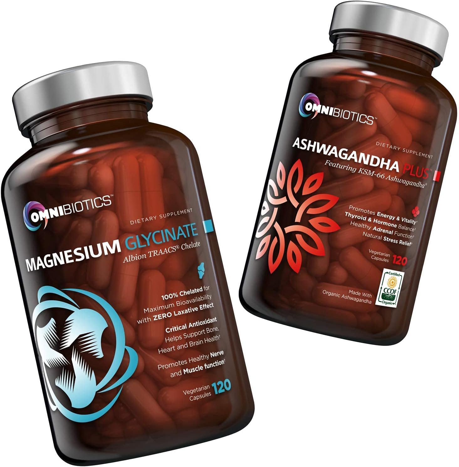 OmniBiotics The Stress Relief & Energy Support Care Package - OmniBiotics Certified Organic Ashwagandha + Magnesium Glycinate for Daily Support