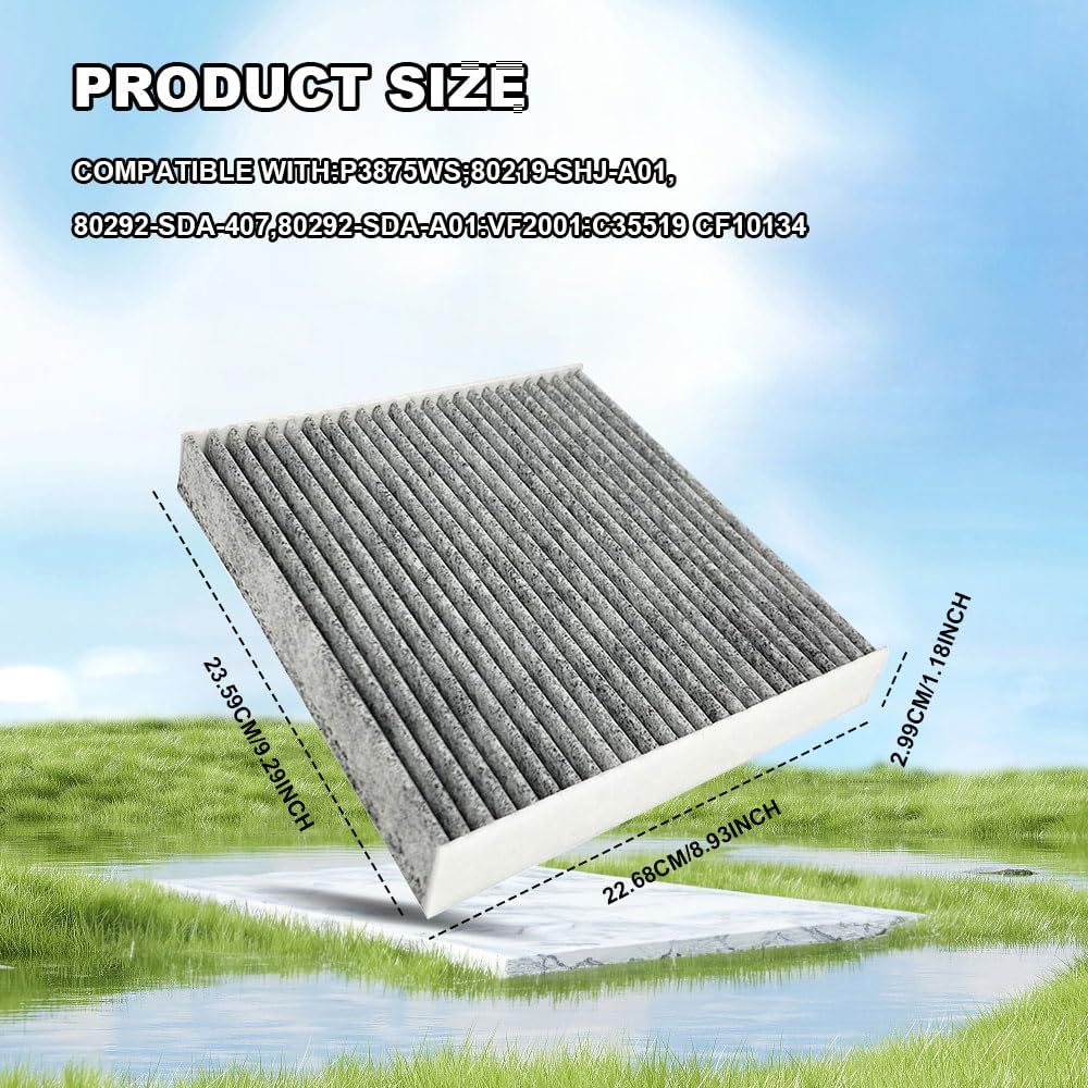 Car Fresh Breeze Air Filter Replacement for Car Passenger, Premium Cabin Air Filter with Activated Carbon, Auto Compartment Air Filters Fit for Acura, Civic, CR-V, Odyssey, CSX, Replaces CF10134 CP134