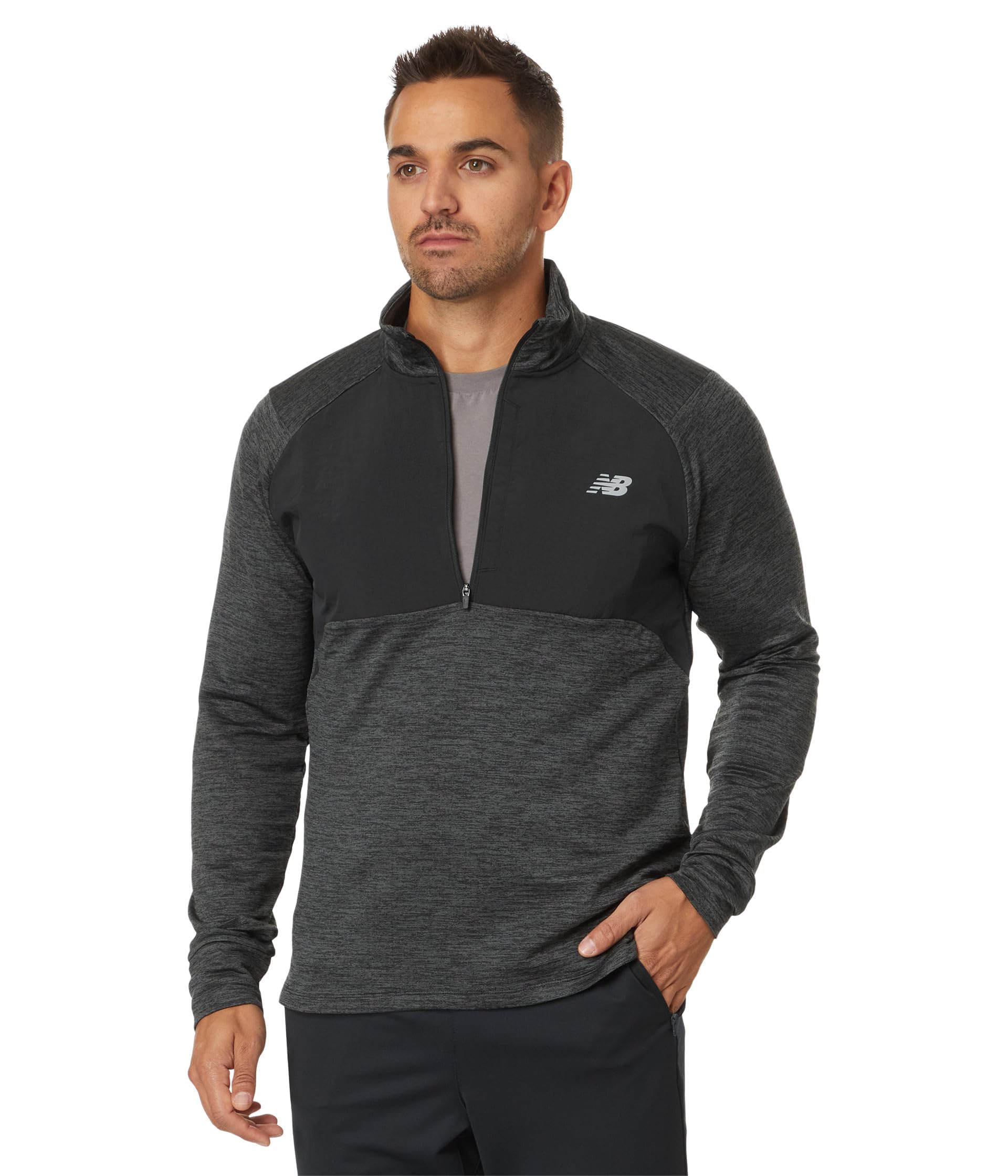

                                                    New Balance Men's Athletics Heat Grid 1/2 Zip, Bla