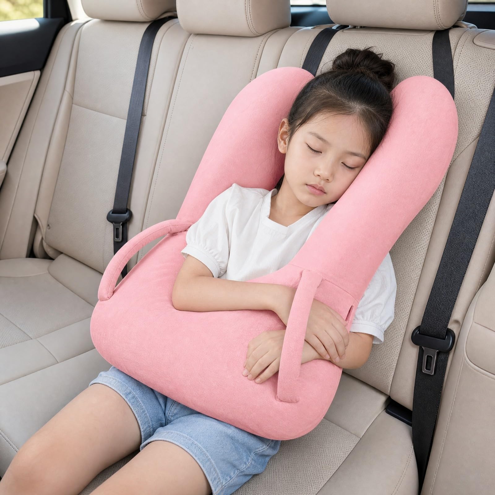 F Fityle Soporte Cervical Infantil Envolvente Cojín Viaje para Niños, Siestas en Coche, Viajes por Carretera, Trayectos Diarios, Gris, Tipo U
