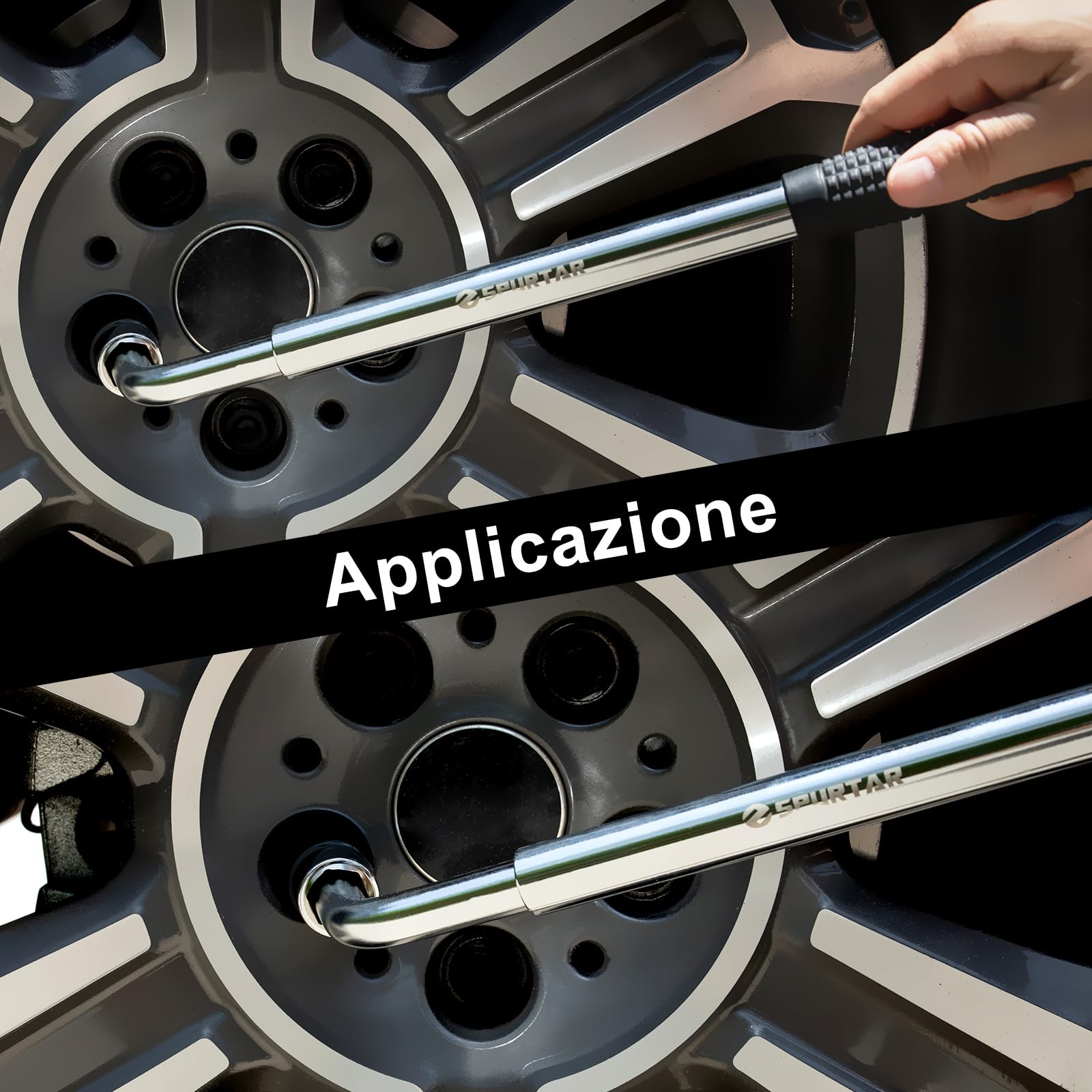 Spurtar Chiave per Ruote Auto, Telescopica per Chiave Bulloni Ruota con Bussole da 17/19 mm e 21/23 mm, Attrezzo 1/2 Pollici Gomme Auto Leva Bulloni