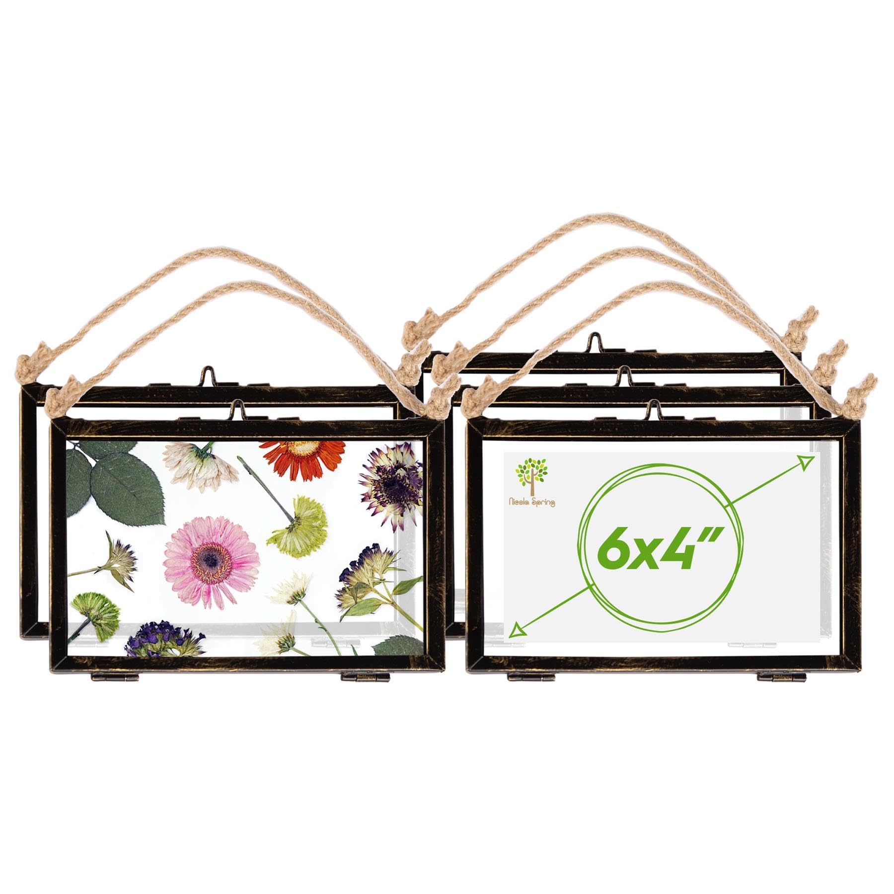 Nicola Spring 5x Black Metal Hanging Photo Frames - 6" x 4" - Vintage Industrial Chic Wall Decor