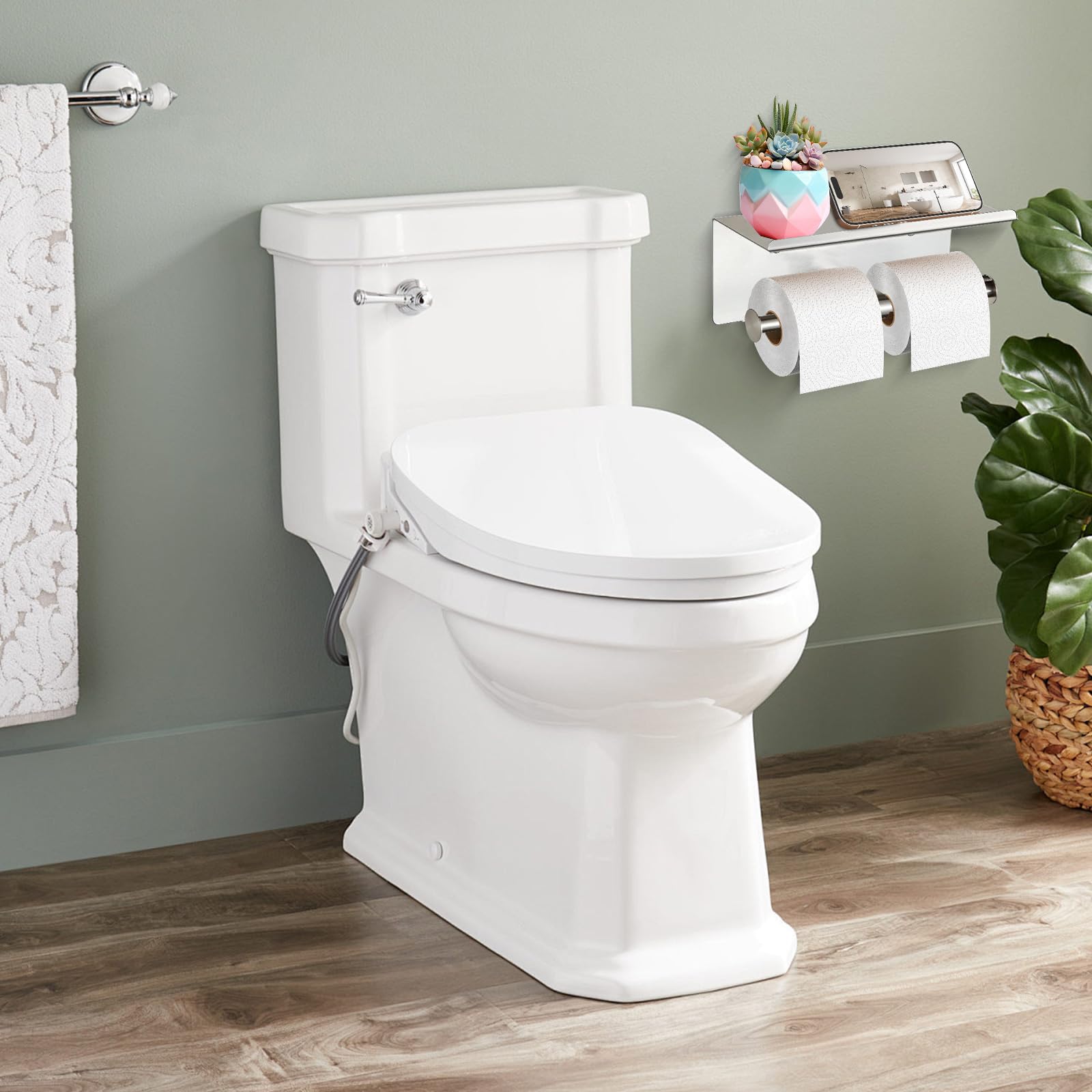 Toilet Paper Holder with Shelf, Aneder Wall Mounted Toilet Paper Storage - Image 2