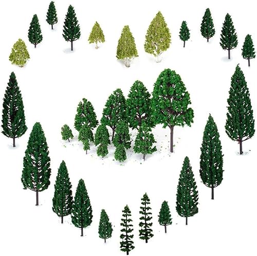 Vista 2 de 29 piezas de modelos varios de árboles sin base a escala de 1.5 pulgadas a 6 pulgadas marca Orgemory, para dioramas, modelo de escenas de trenes