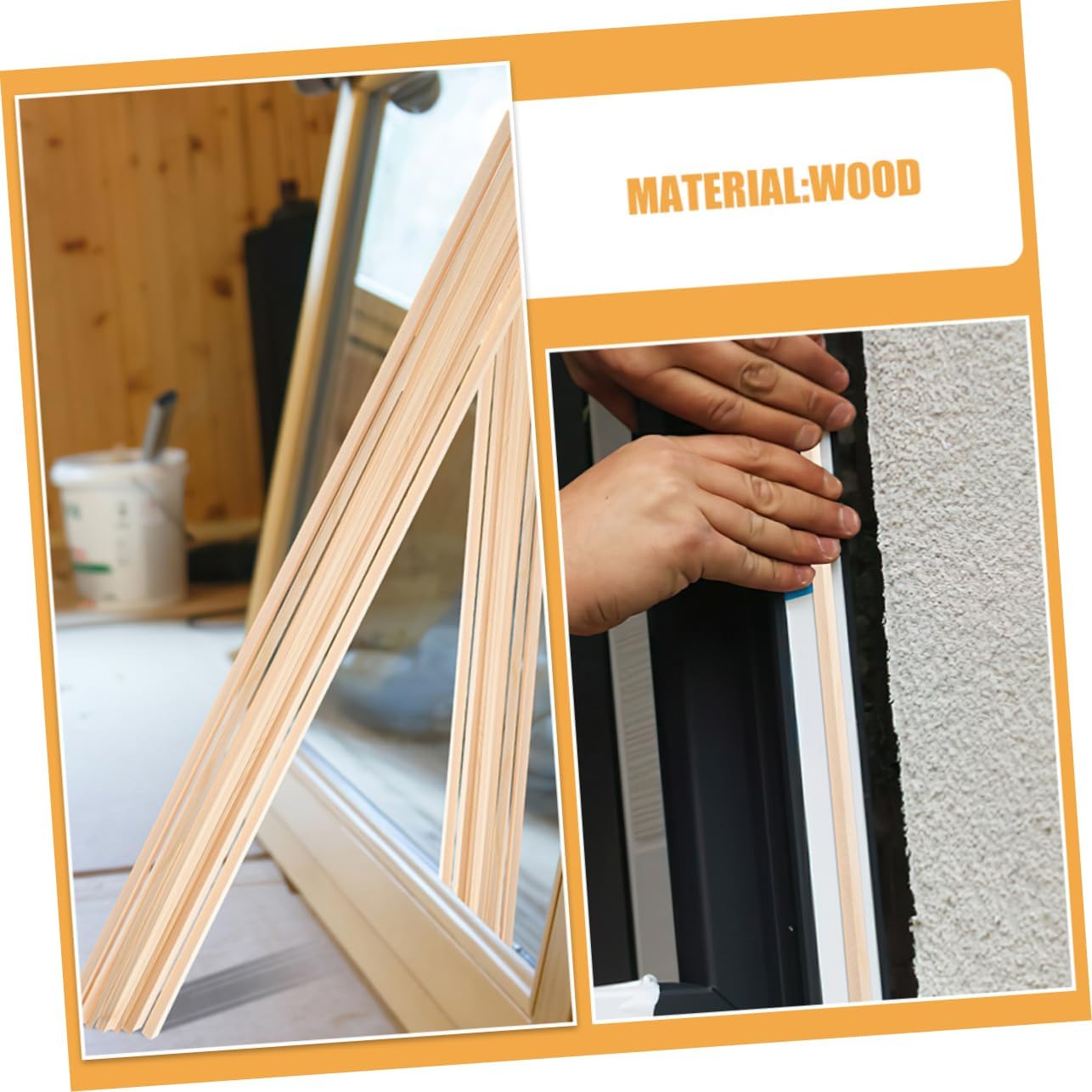 12pcs Wooden Decorative Molding Trim DIY Window Trim Decorative Edge Strip Window Wall Decor