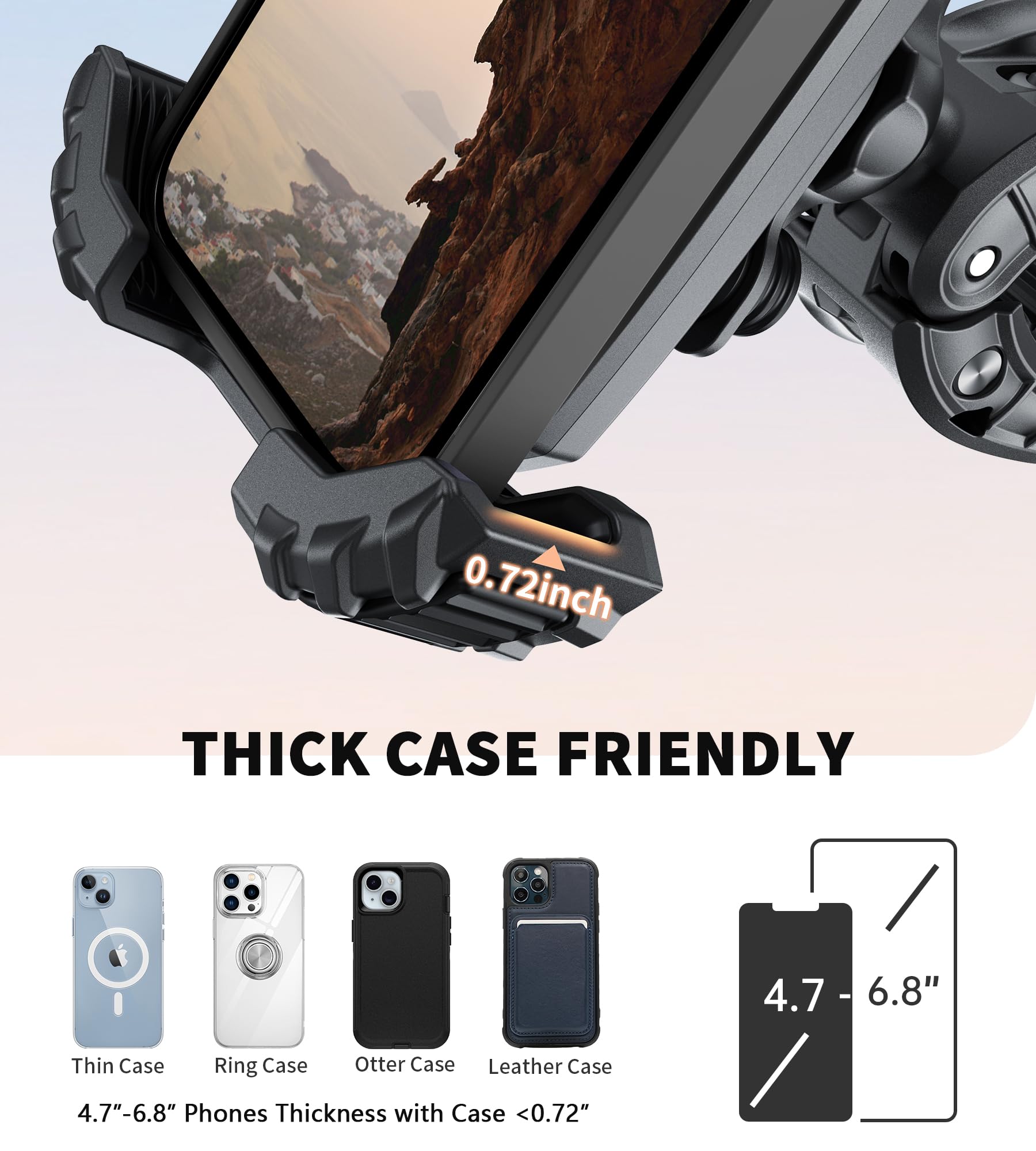 porta cellulare moto, Supporto Telefono moto, Manubrio porta Cellulare Bici,[Smorzamento multivibrazioni] [Rilascio 1S con pulsante] 360°Rotazione, per iPhone 11~16 Series,Huawei, Samsung, 4,7-6,8"