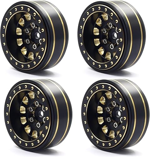 1.0 Plus Latón Beadlock Ruedas RC Juego de llantas de 1.48 ozpcs 6 radios llantas para TRX4M Axial SCX24 FMS FCX24 118 124 RC Crawler Accesorios de