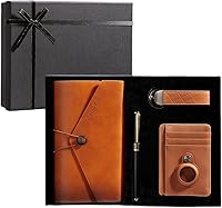 Vista 1 de Gift Baskets for Men Premium Gift Set in Elegant Black Textured Gift Box Perfect for Birthday, Husband, Dad,Boyfriend Includes AirTag Wallet, Travel