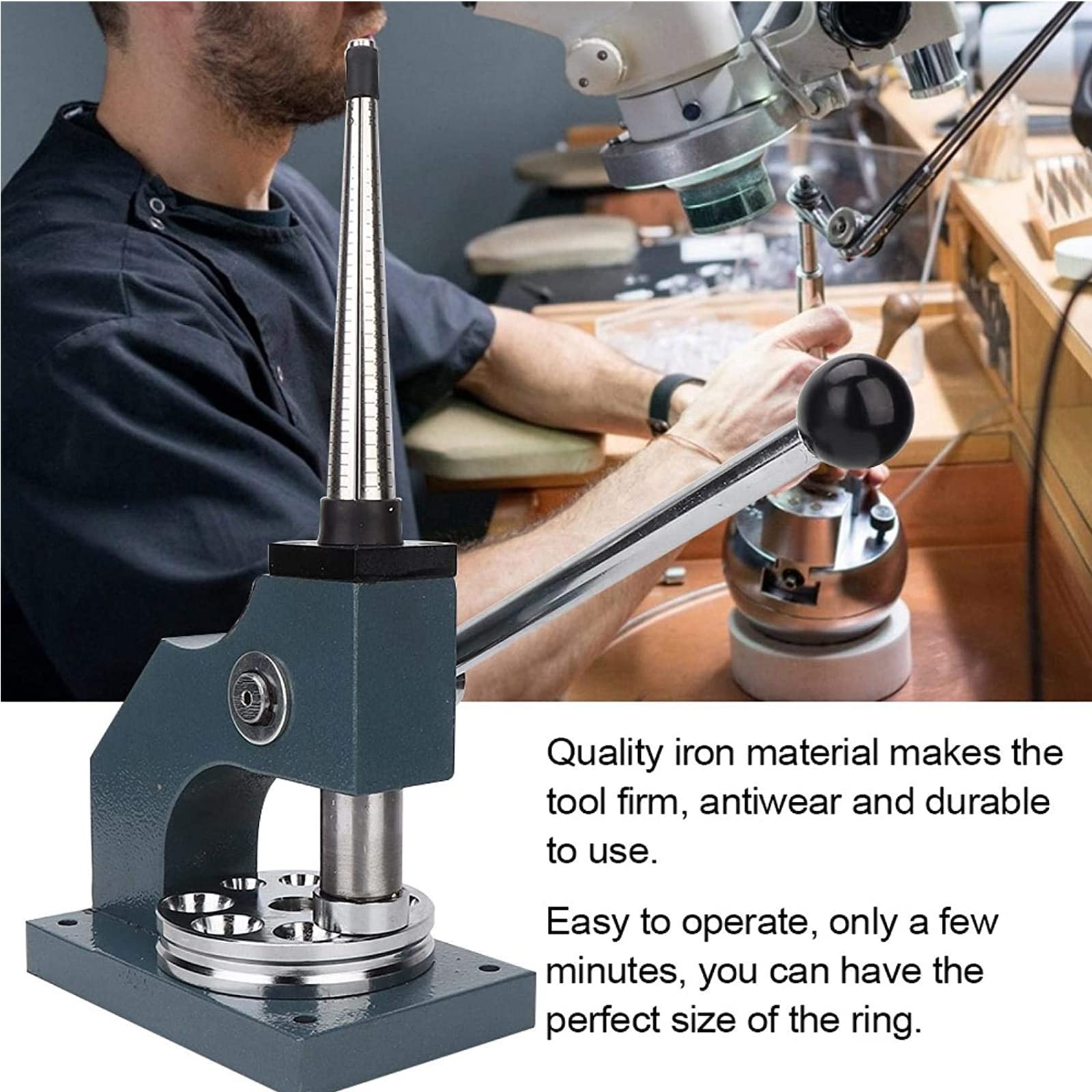 Herramienta reductora y reductora de anillos, tamaño ajustable para hacer y reparar joyas, placa base reversible