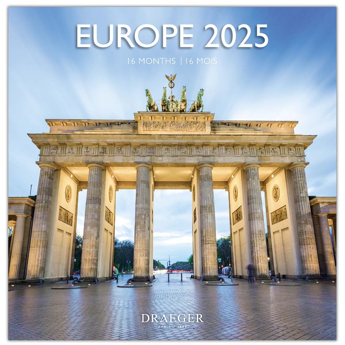 DRAEGER PARIS 1886 - Large Wall Calendar 2025-29x29cm - 7 Languages - Sept 2024-Dec 2025-12 Themed Photos - FSC Paper & Vegetable Inks - Notes Birthdays & Appointments - Europe