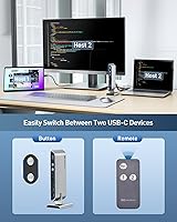 Vista 7 de Cable Matters Conmutador KVM USB C 14 en 1 para 2 portátiles, soporta 4K dual 60Hz sobre DisplayPort y HDMI, carga de hasta 100 W, puerto USB-A/USBC