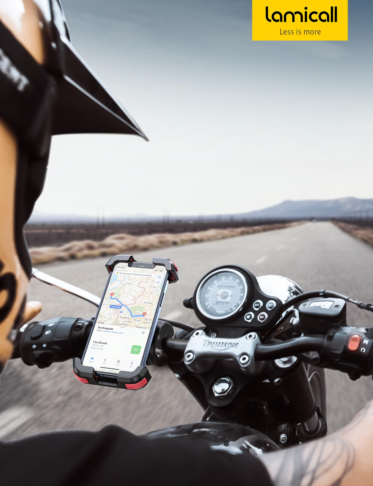 Lamicall 片手操作 自転車用 スマホ ホルダー スタンド : 簡単取付 ロードバイク ワンタッチ スマートフォン ホルダー 携帯ホルダー オートバイ バイク用 スマホ固定 360度回転 防振 iPhone2024 iPhone16 16Plus 16pro iphone 15/14/13 pro plus pro max android 4.7－6.8インチに対応 レッド