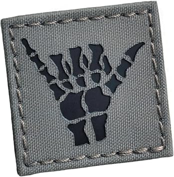 Shaka Hang Loose Skeleton Bones Compatible with Velcro, Surfer Funny Morale Laser-Cut Patches for Backpacks, Caps, Plate-Carrier Ranger Green Solid Black