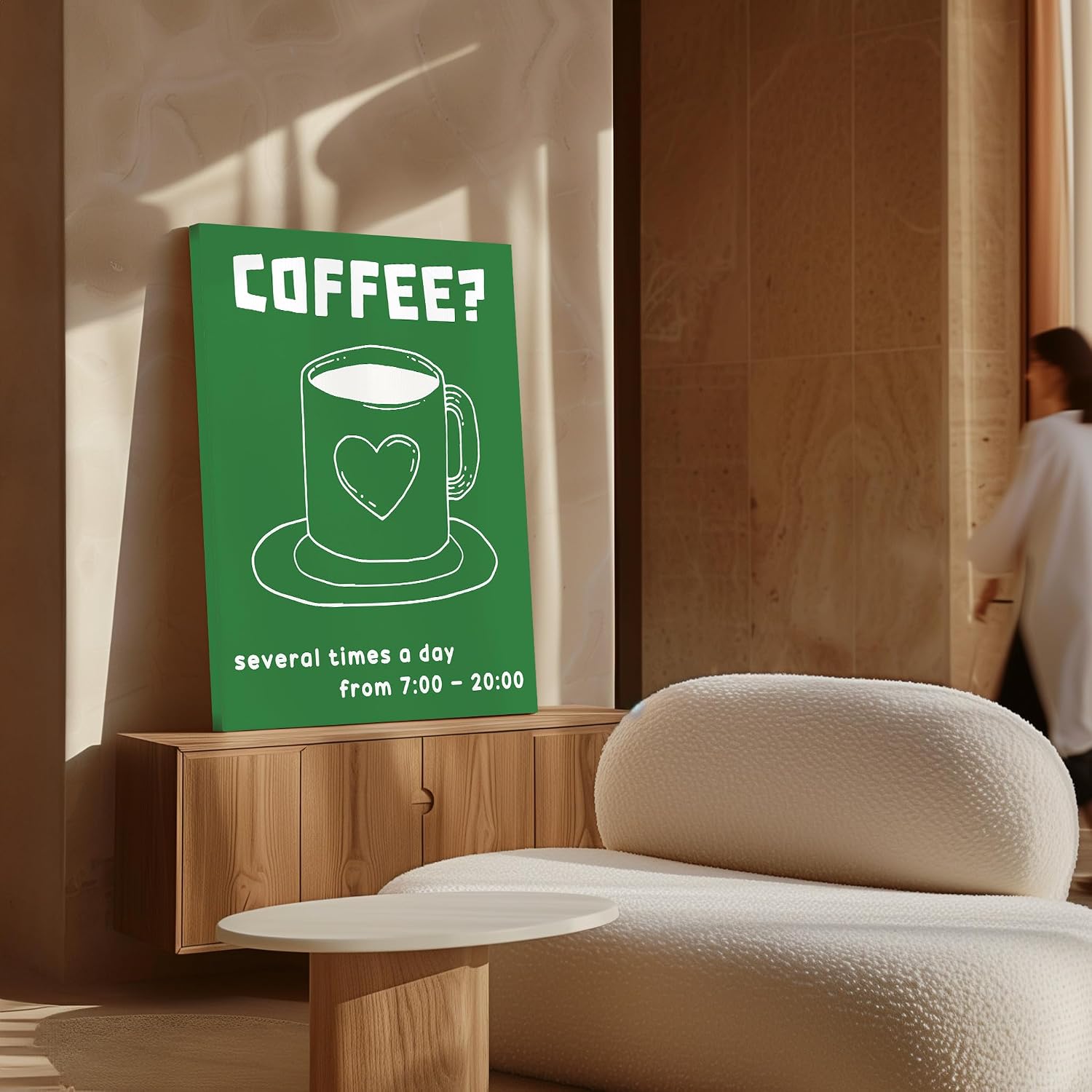 Poster Master Coffee Canvas - Several Times A Day Print - Food & Drink Art - Modern Housewarming Gift - Quirky Cafe Art - Funky Coffeehouse or Kitchen Wall Decor - 8x10 STRETCHED Canvas