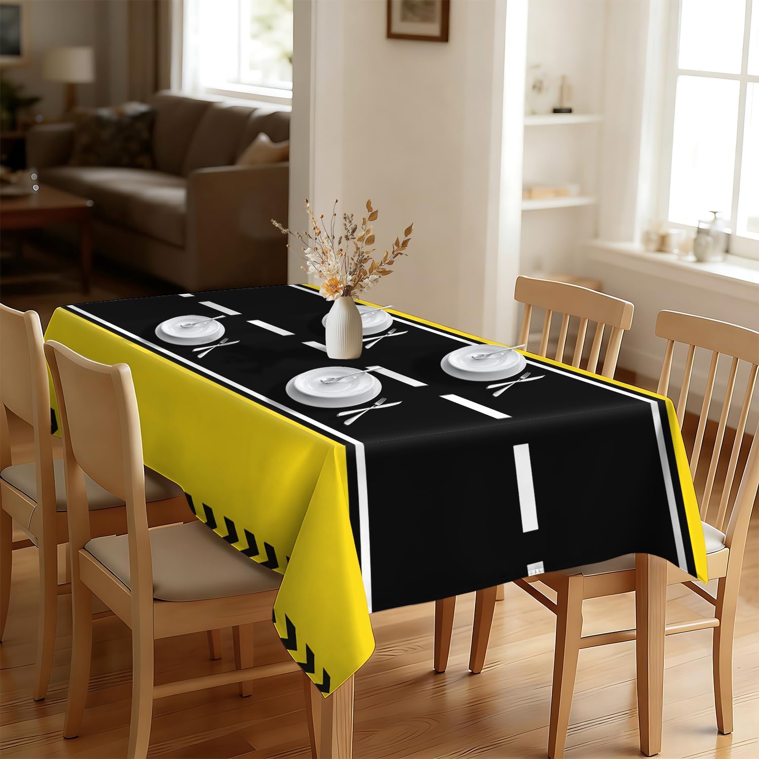Reusable & Waterproof Rectangular Tablecloths for Kitchens, Parties, Birthdays, Patios, and Outdoor Events Decorations Construction Table Cloth,6FT/102 x 60 Inch image 5