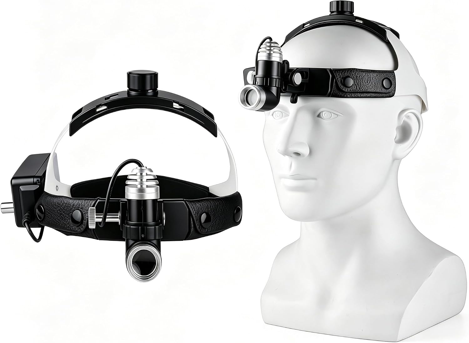 Global-Dental Portable 5W LED Headband Headlight High Intensity ENT Specific Adjustable Spot Headlamp for Binocular Loupes (Black)