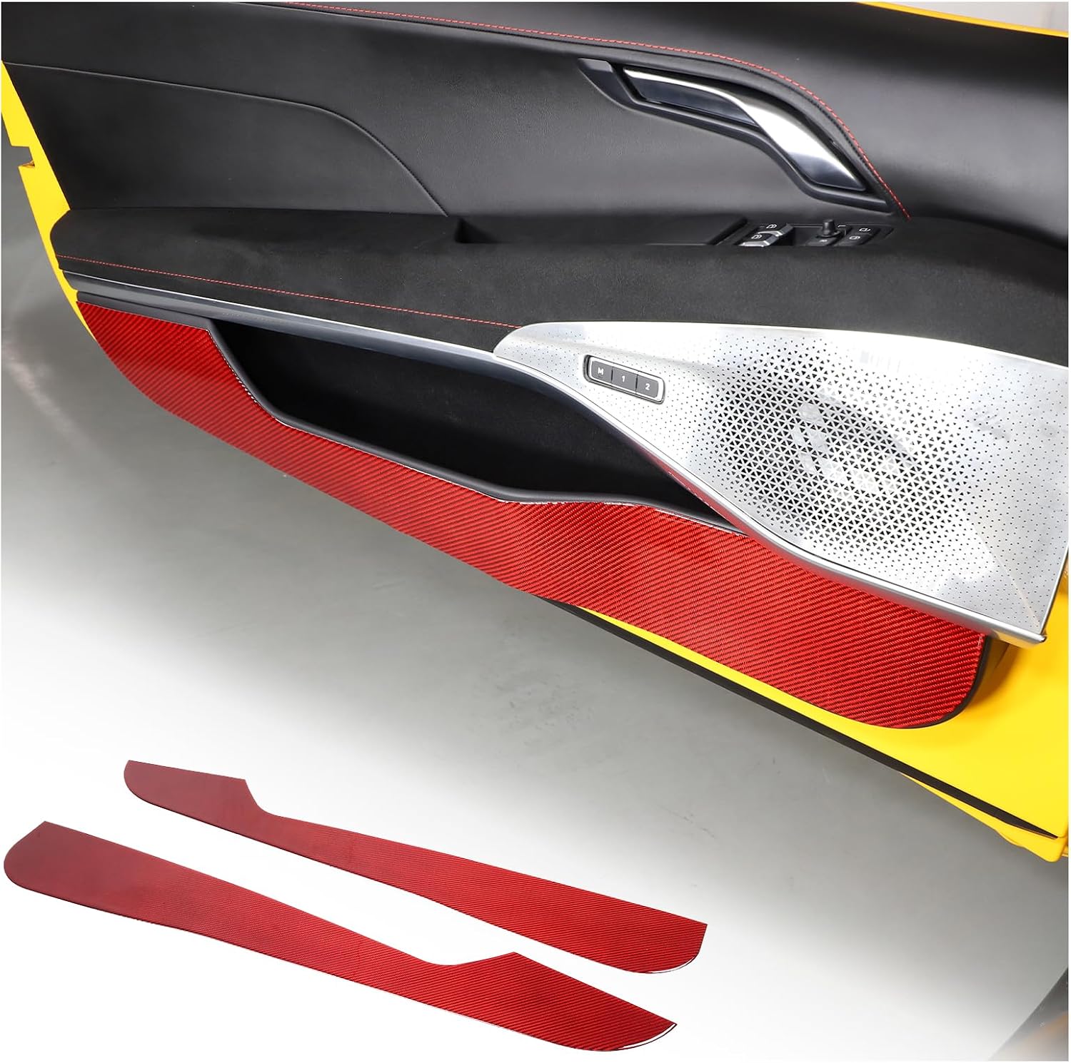 Car Door Anti Kick Mat Compatible with Lotus Emria 2021-2023,Soft Carbon Fiber Car Door Anti Collision Pad 2PCS,Interior Door Panel Protector Bezel Panel Trim Accessories (Red Carbon)