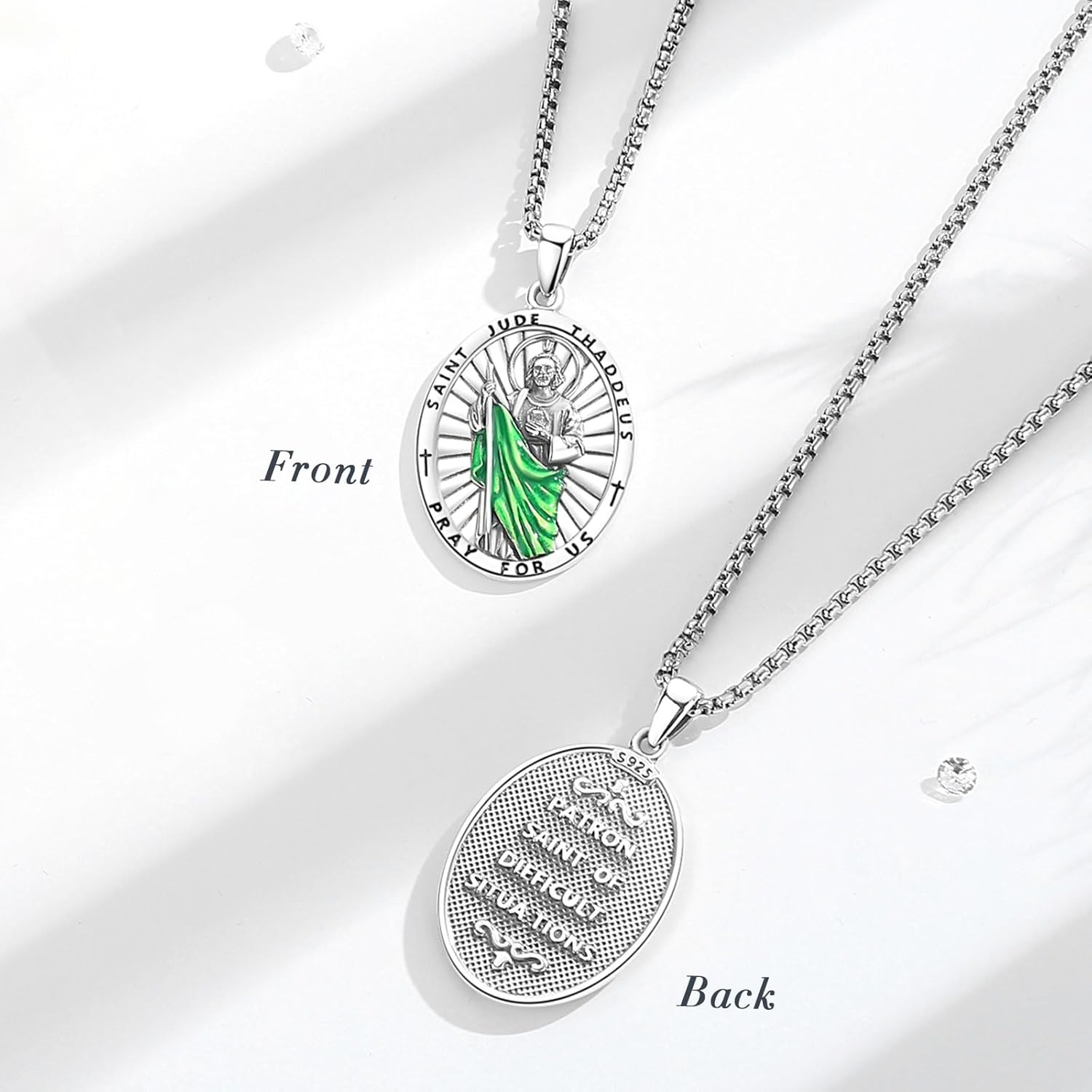 INFUSEU 925 Sterling Silver Religious Protection Medal for Men Women Meaningful Christian Catholic Jewelry - Image 3